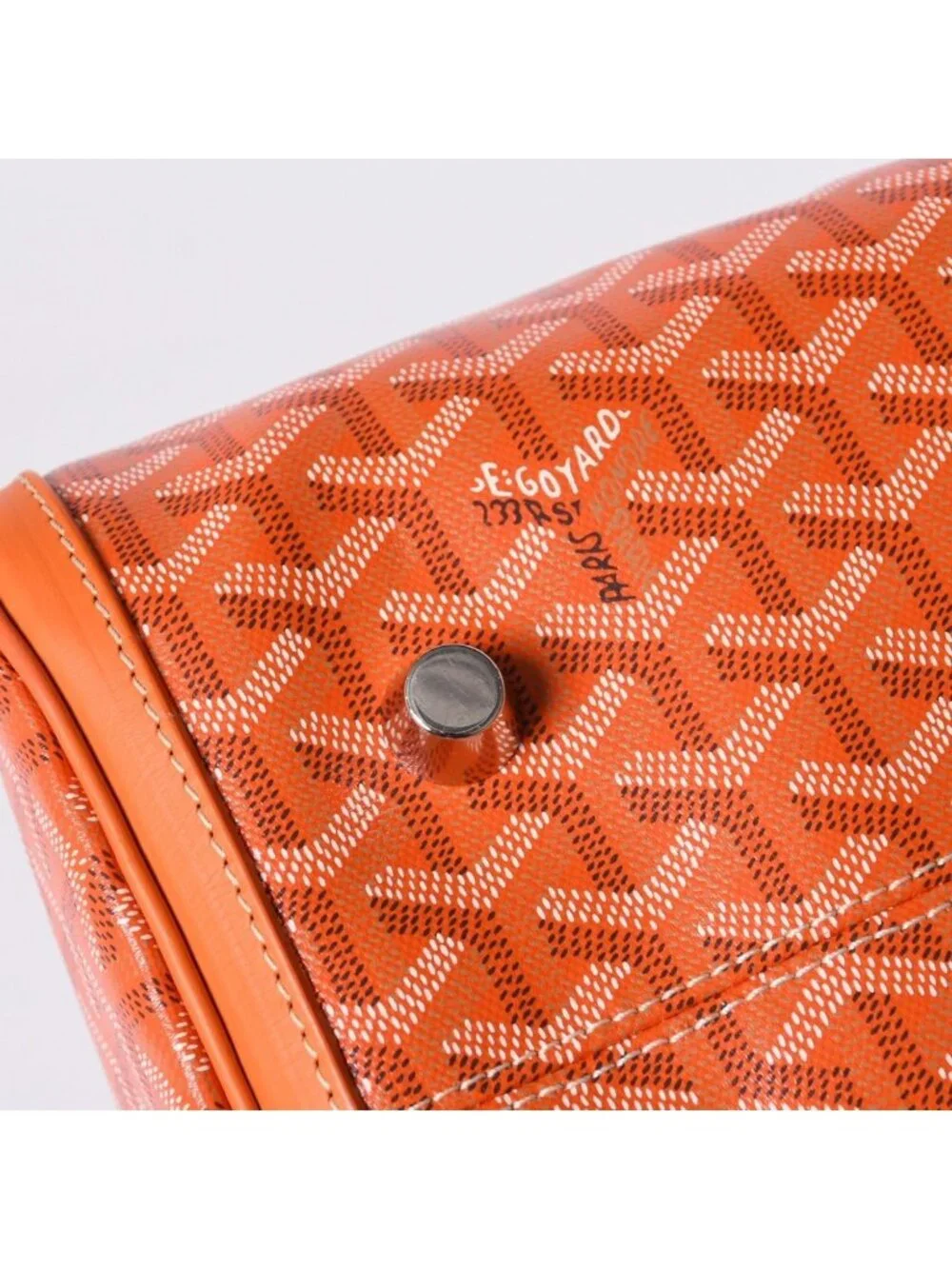 Goyard Croisiere 45 Boston Bag Orange Leather Silver